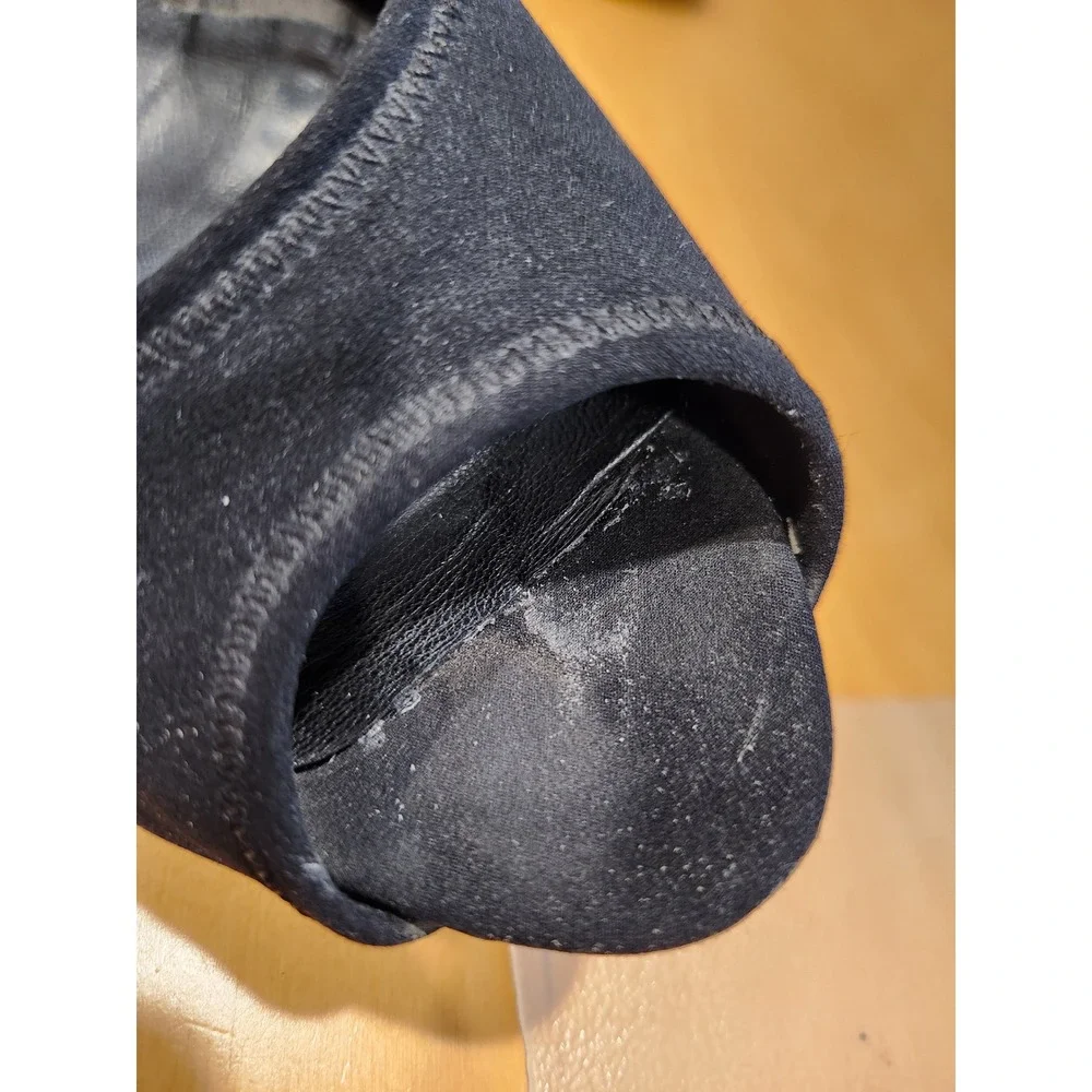 Salvatore Ferragamo Peep Toe Wedge Heels Black Satin‎ Size 9.5 Made in Italy